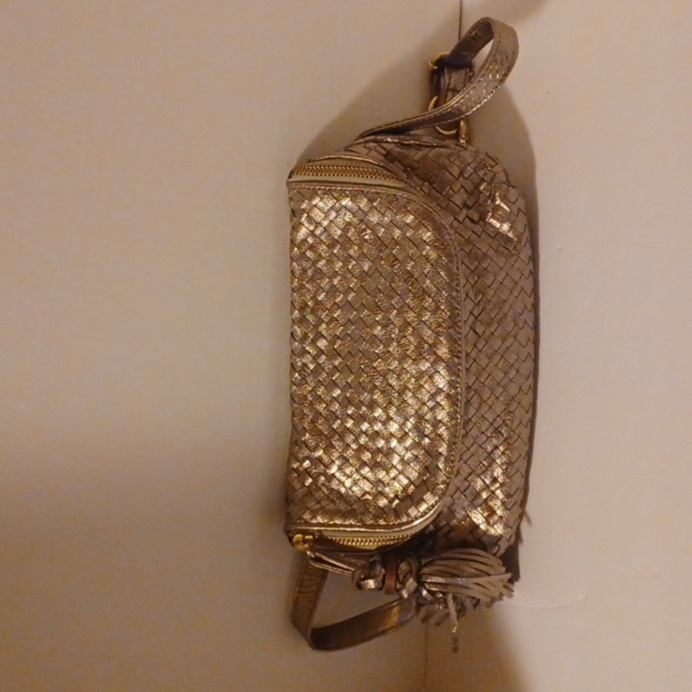 NEW ELLICOTT LUCCA LEATHER GOLD WOVEN (FANNY PACK) OR SHOULDER BAG